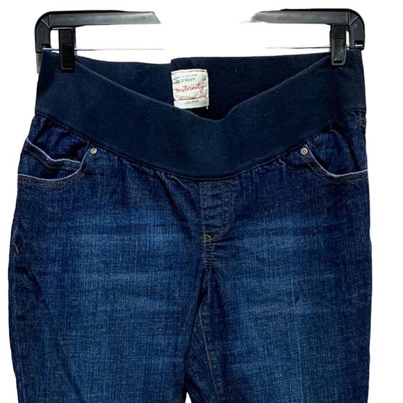 Old Navy Maternity Low Rise Large Long Stretch Waistband Denim Dark Wash Jeans - Picture 2 of 7